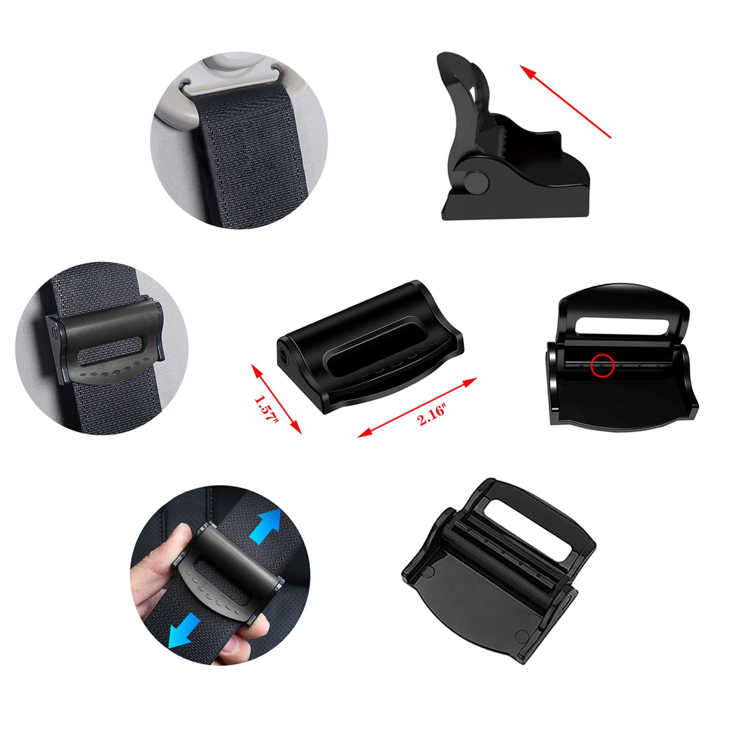 Car Seatbelt Adjuster Car Seat Belt Clip Shoulder Neck Strap Positioner (2 Pack)