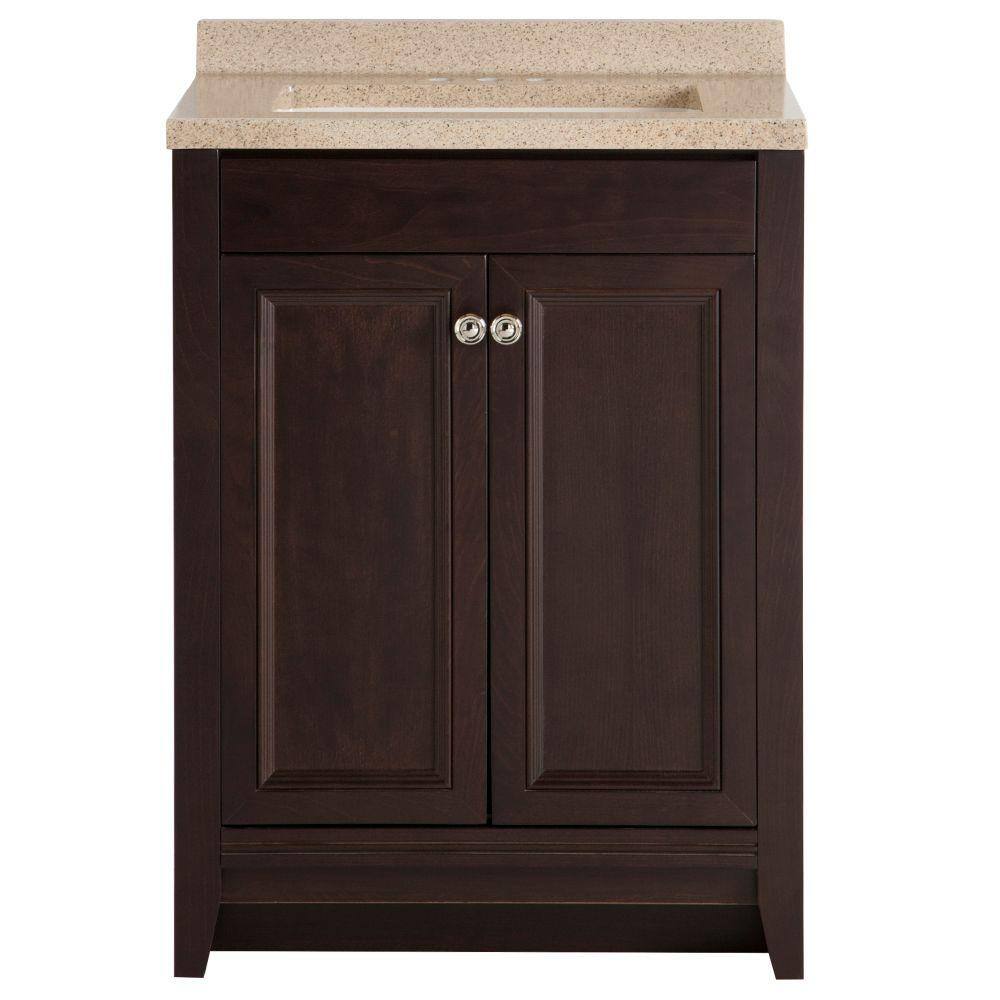 Glacier Bay Delridge 24.5 in. W x 18.8 in. D x 35.4 in. H Freestanding Bath Vanity in Chocolate with Caramel Cultured Marble Top MVC24P2-CH