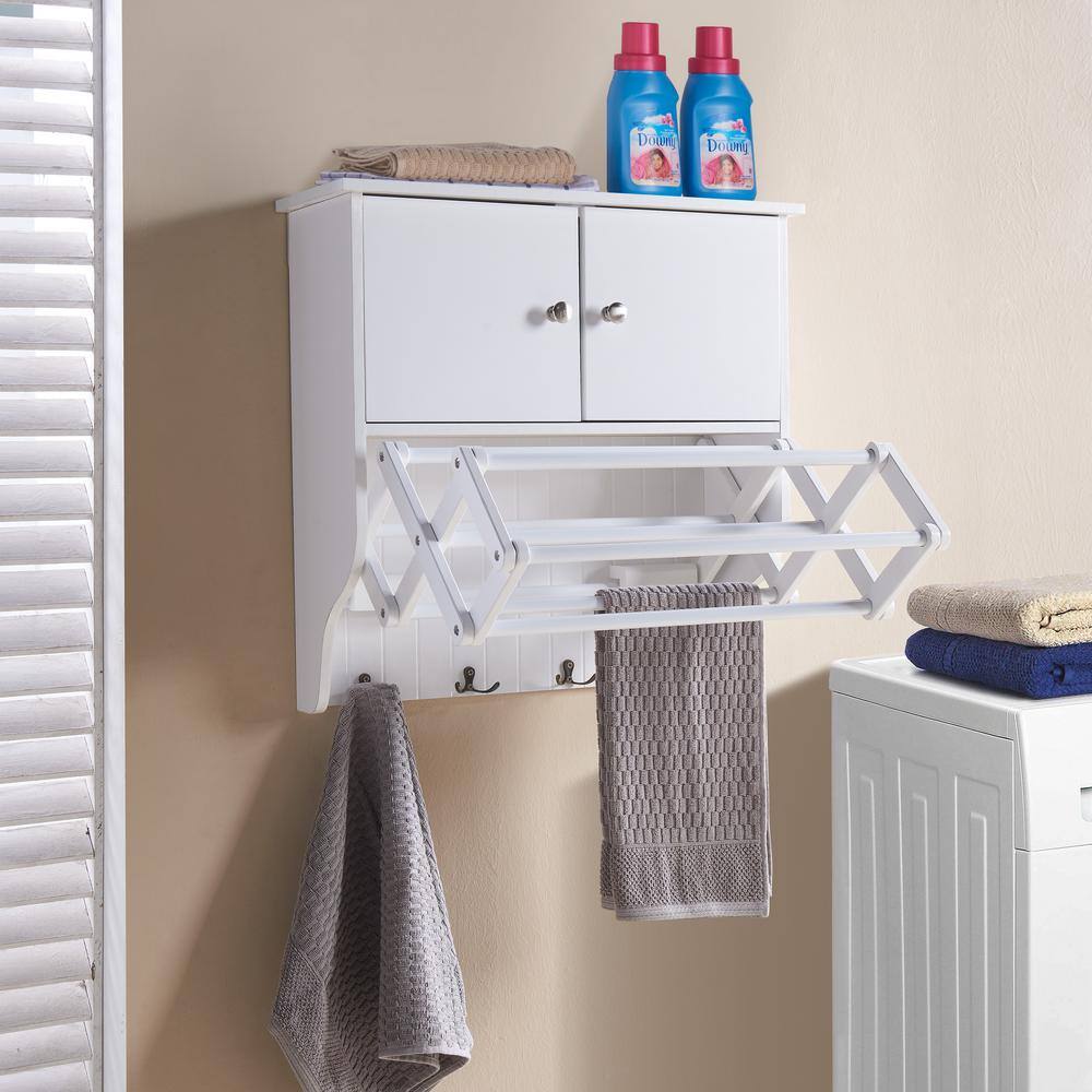 DANYA B Accordion White Extendable Drying Rack with Cabinet BQ1082