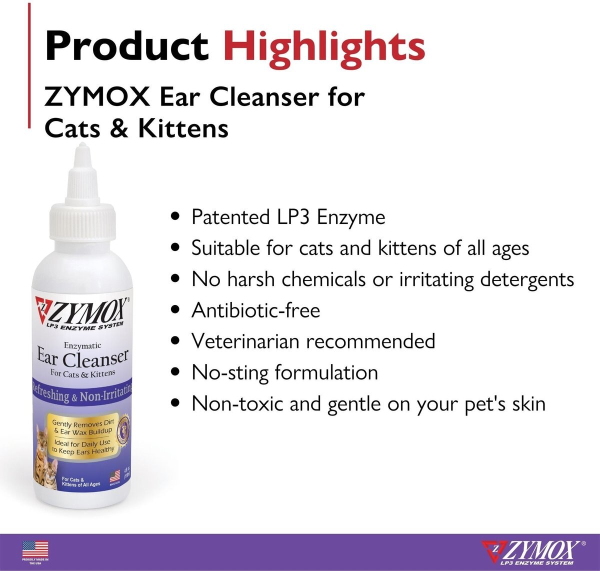 Zymox Enzymatic Cat and Kitten Ear Cleanser， 1-oz tube