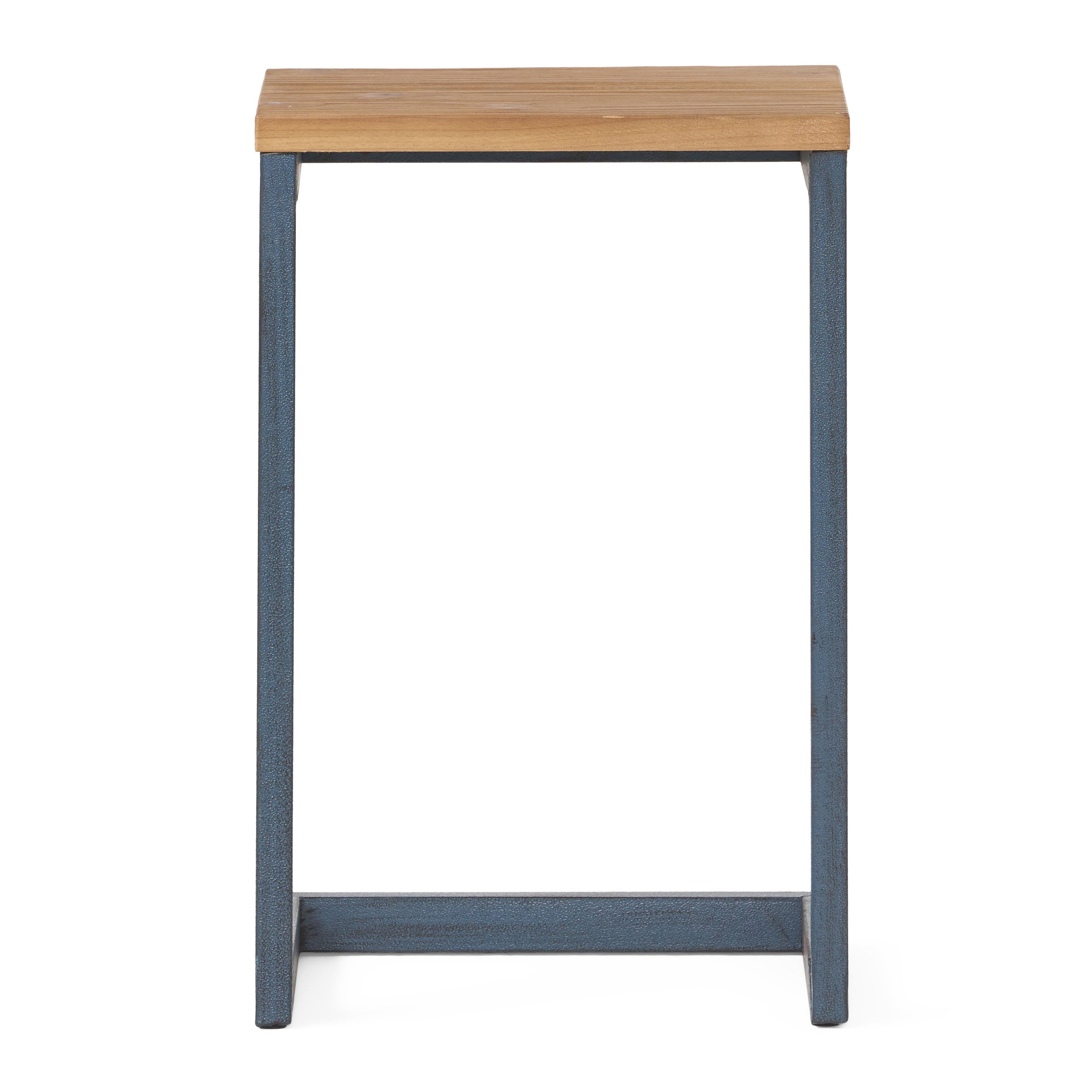 Ramona Modern Industrial Firwood C-Shaped Accent Side Table with Iron Frame