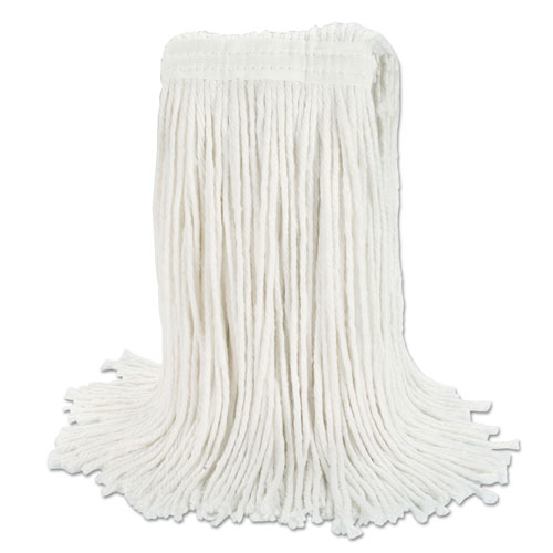 Boardwalk Banded Rayon Cut-End Mop Heads | White， 24 oz， 1 1