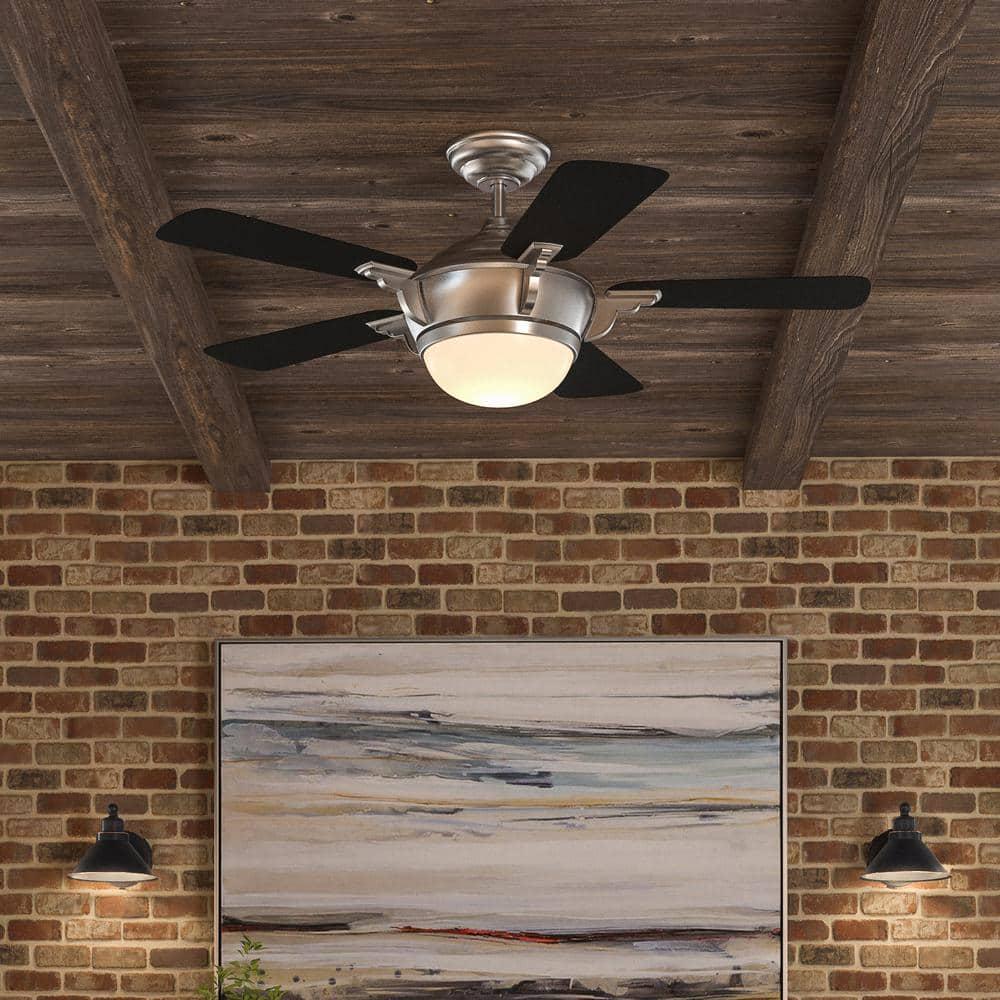 Hampton Bay Midili 44 in Indoor LED Brushed Nickel Dry Rated Ceiling Fan with 5 Reversible Blades Light Kit and Remote Control