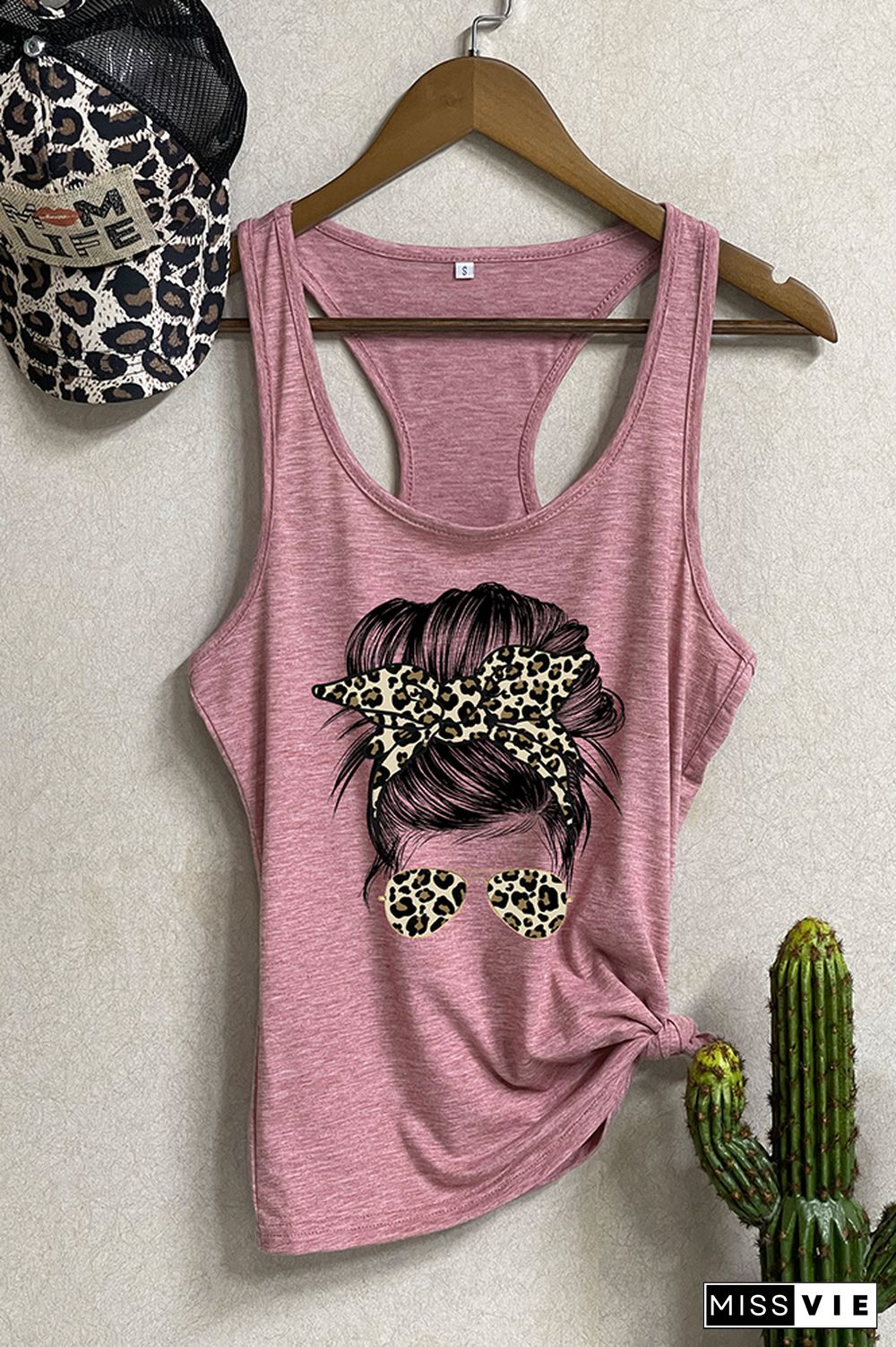 mama Leopard Print Sleeveless Tank Top Wholesale