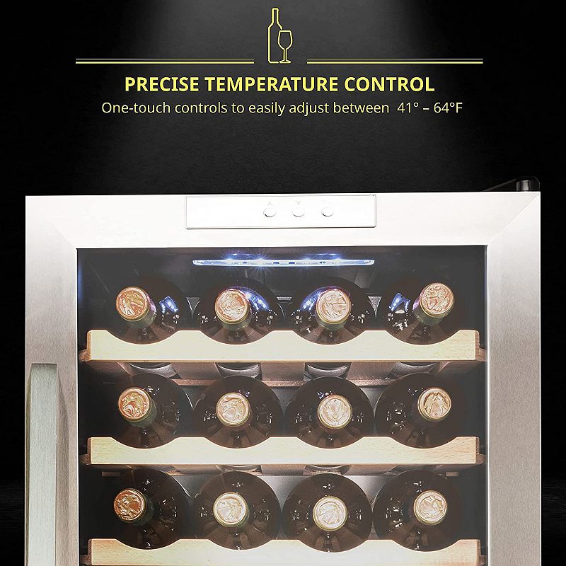 Schmécké Wine Fridge， 24 Bottle Wine Cooler， Freestanding Wine Refrigerator