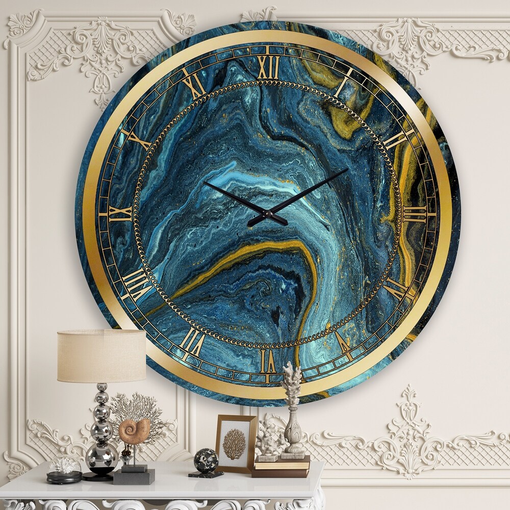 Designart 'Agathe Ripple Golden Rivers' Modern wall clock