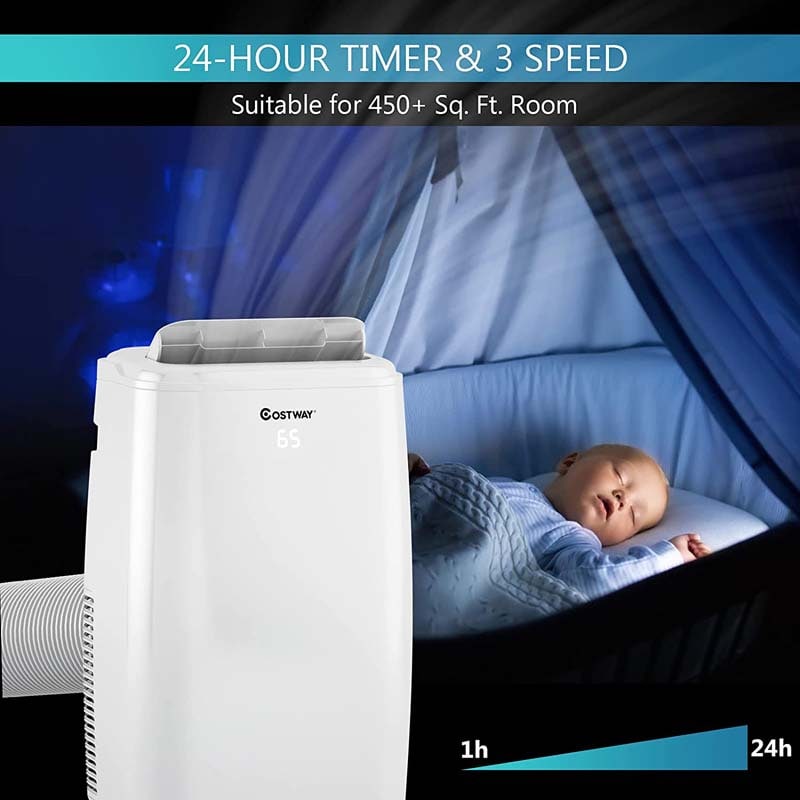 12000 BTU 3-in-1 Portable Air Conditioner Air Cooler Fan Dehumidifier with Remote Control, 3 Speeds & Sleep Mode