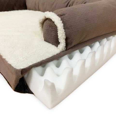 Dog Bed King USA Sherpa and Suede Orthopedic Sofa Dog and Cat Bed