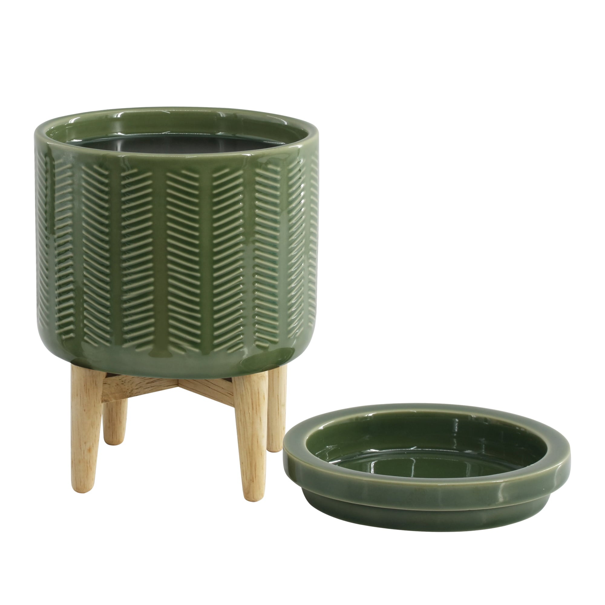 Better Homes and Gardens Electric Green Ceramic Wax Warmer with Wood Stand， Single Pack