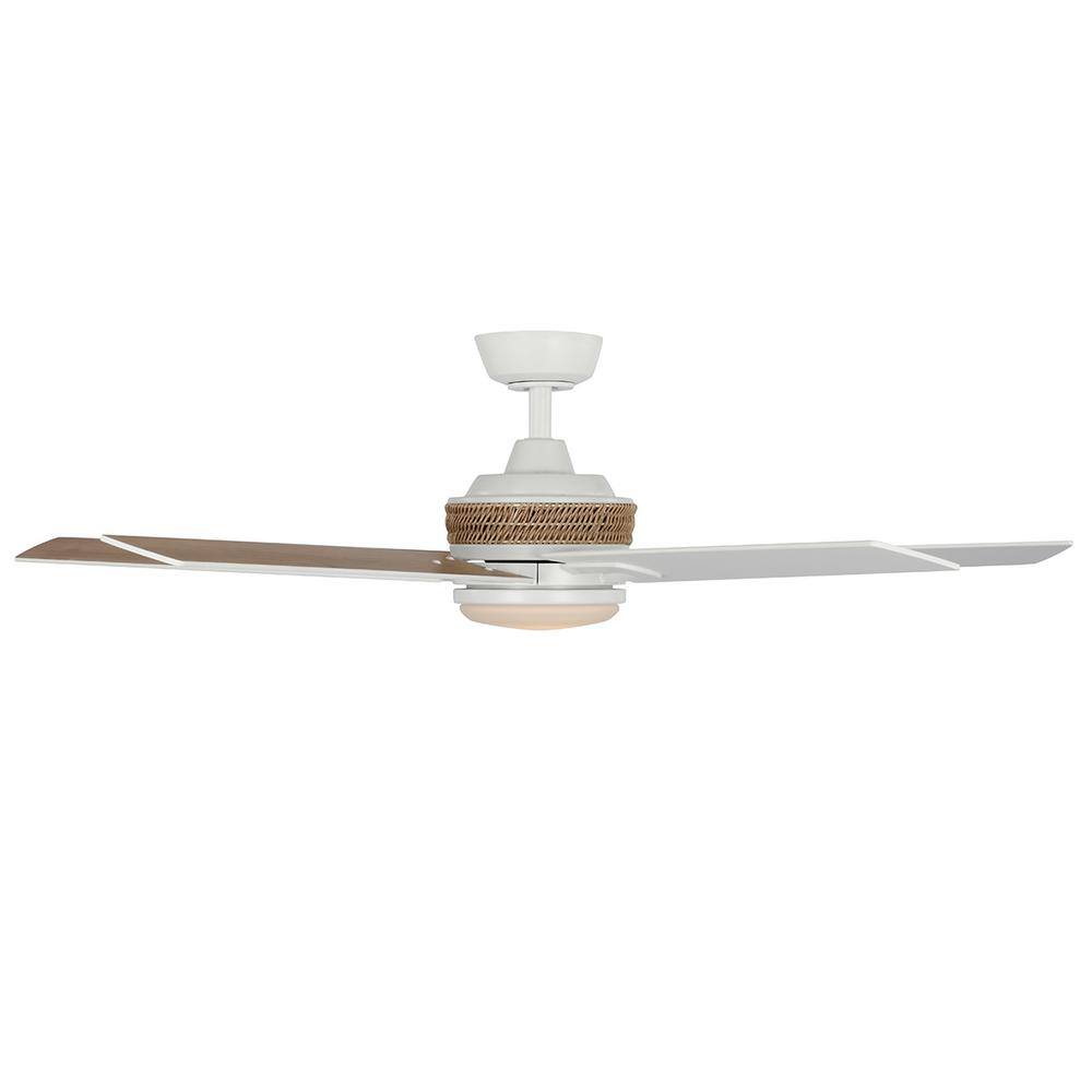 Hampton Bay Lowry 52 in. White Color Changing LED Indoor Matte White Ceiling Fan with Remote and Light Included 92406