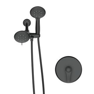 GIVING TREE 10-Spray Patterns 2 in 1 Shower Faucet Dual Shower Heads Handheld Shower Head Trim Kit in Matte Black XLHDFFSH0082