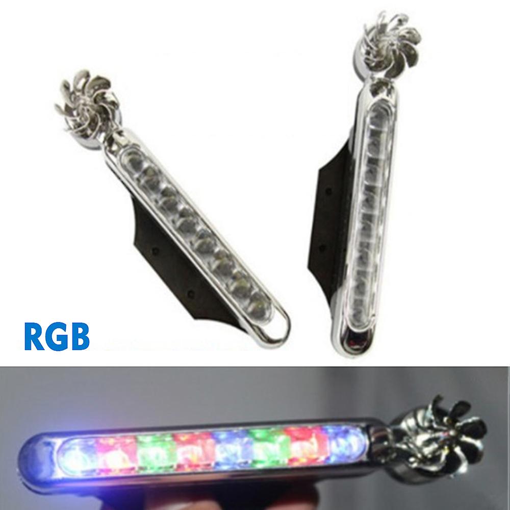 Rgb 1 Pair Of Car Daytime Running Lights Without External Power， Wind Energy Car Led Lights With Car Fan Rotating Lights