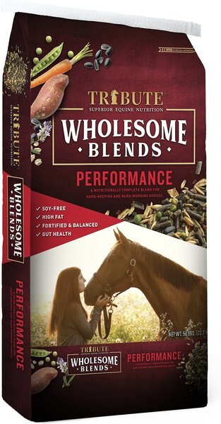 Tribute Equine Nutrition Wholesome Blends Performance Horse Food， 50-lb bag