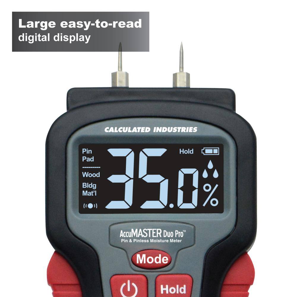 Calculated Industries AccuMASTER Duo Pro Pin and Pinless Moisture Meter for Wood and Building Materials 7445