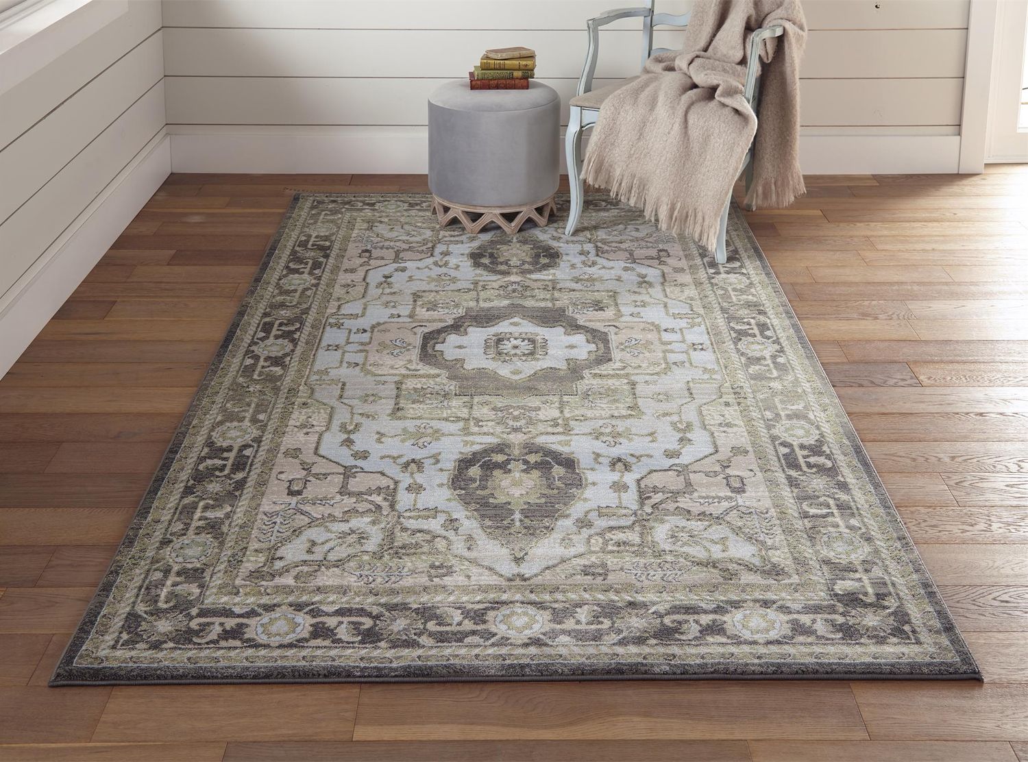 Alessandria Gray and Blue Rug by BD Fine