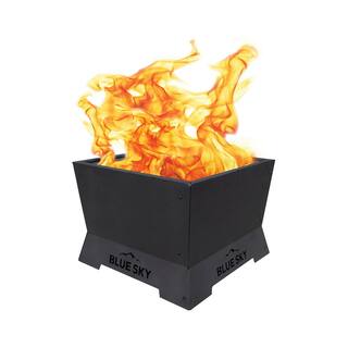 BLUE SKY OUTDOOR LIVING The Peak 22 in. x 16 in. Square Steel Wood Smokeless Patio Fire Pit SFP22SQ-B