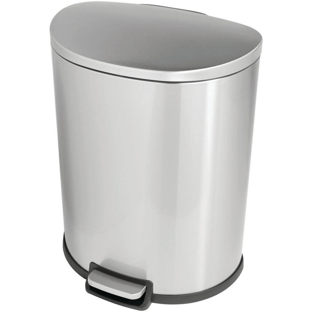 StyleWell SW 13 gal. Stainless Steel Step-On Trash Can D-Shaped STY-SOT-50-3