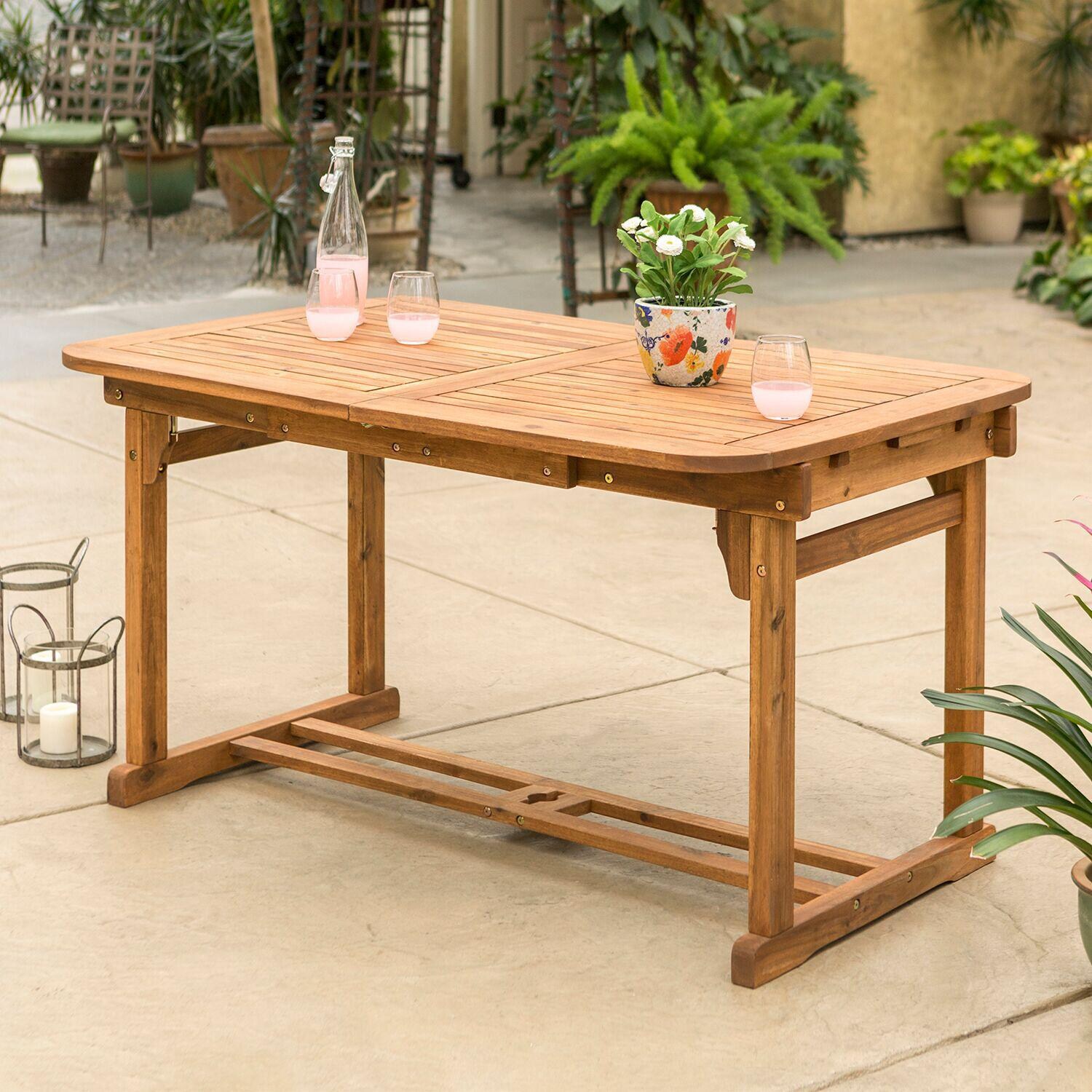 Ultimate Patio Horizon Way 55 X 35 Inch Rectangular Brown Acacia Patio Dining Table W/ Extension