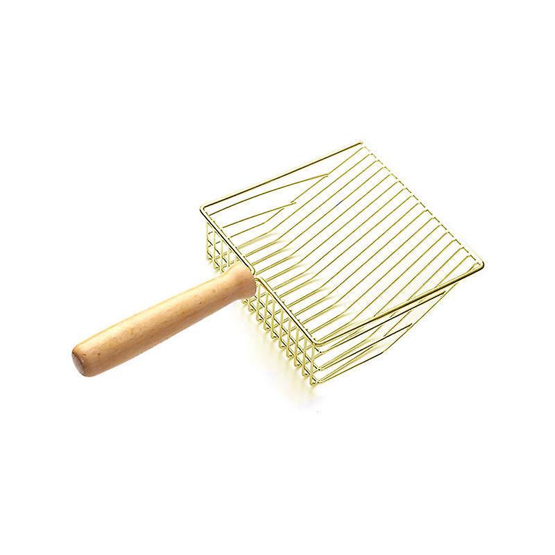 Wooden Handle Metal Cat Litter Shovel Pet Litter Shovel Cat Litter Box Cleaning Shovel Household Cleaning Tools