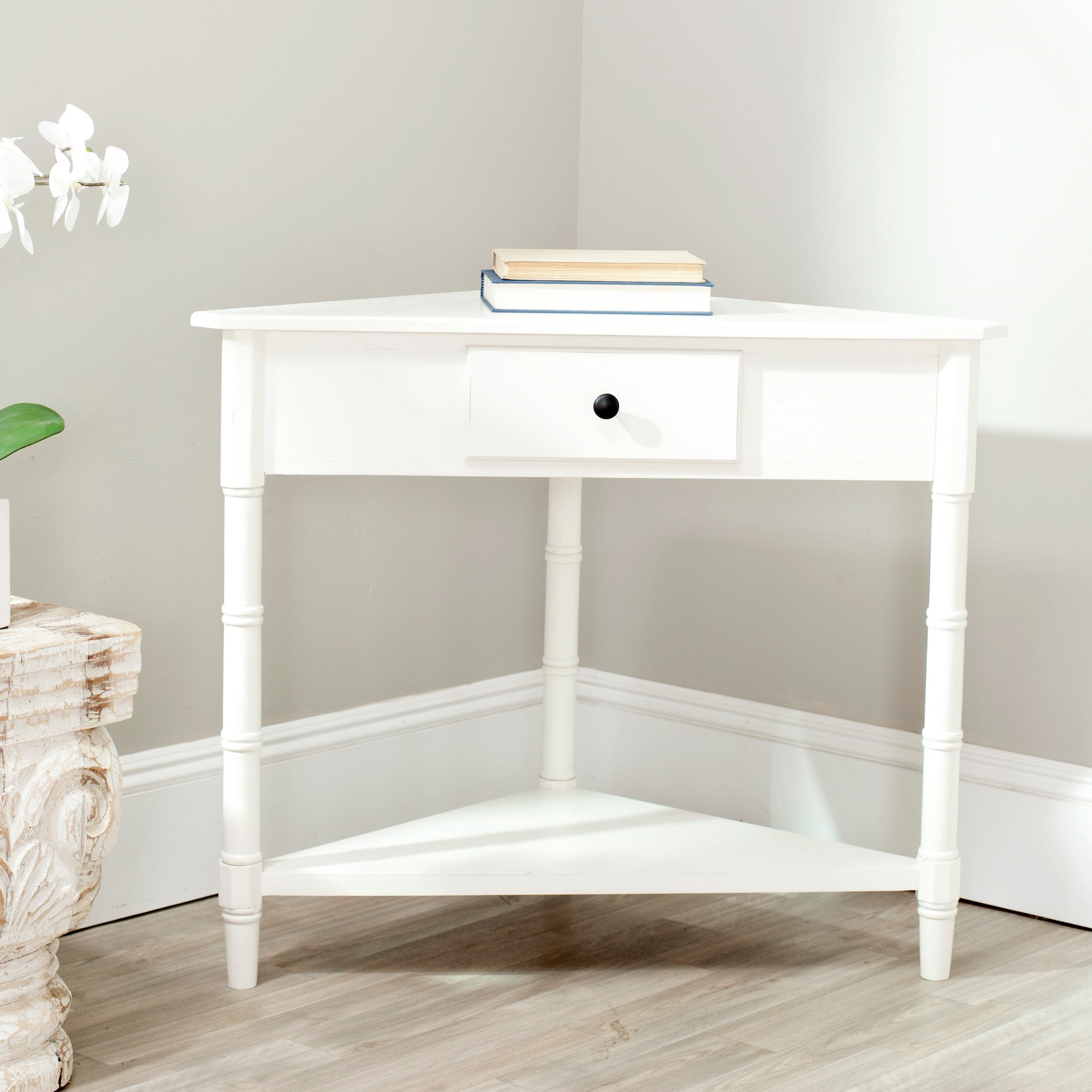 SAFAVIEH Gomez Cream 1-drawer Corner Table - 33.9