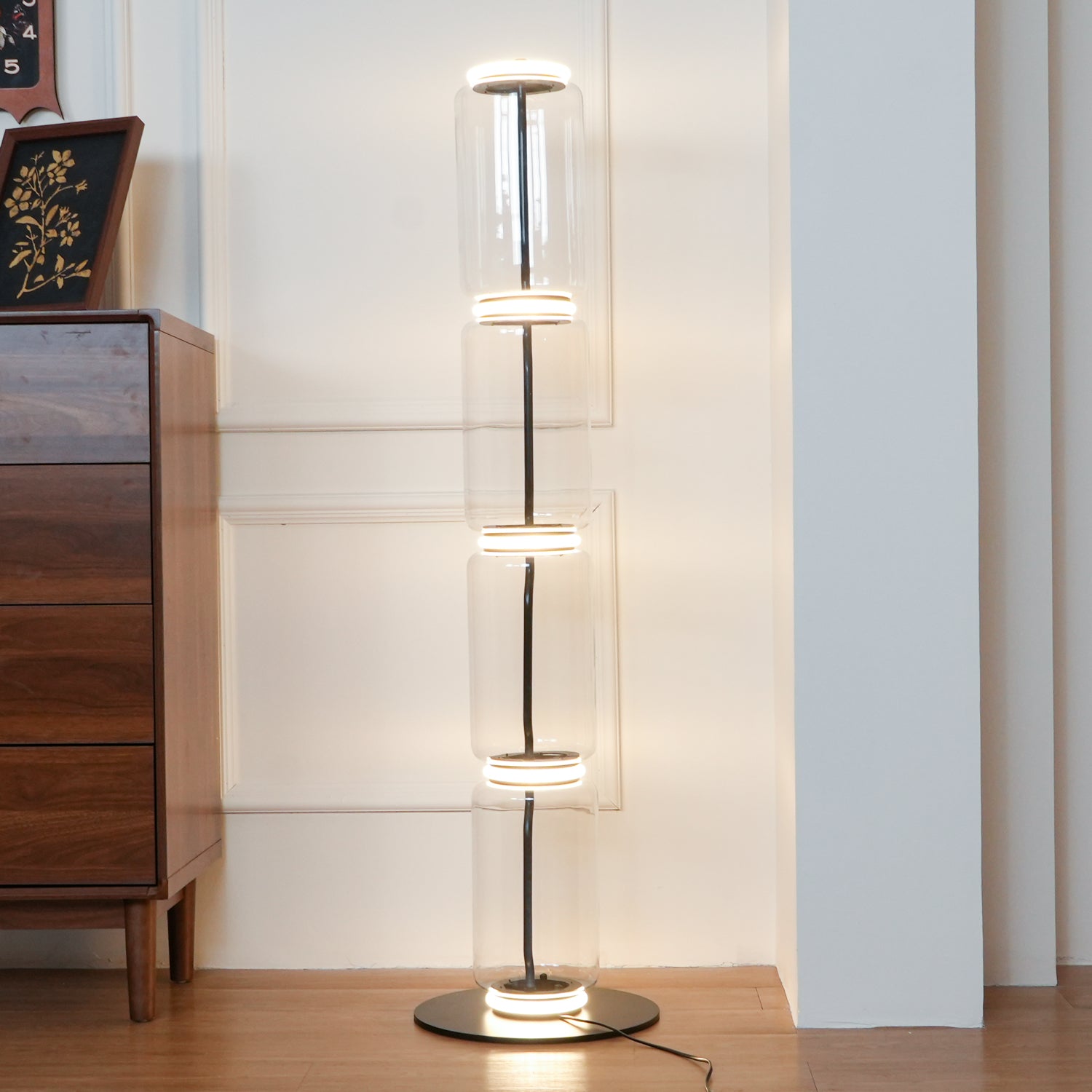 Bamboo Glass Floor Lamp