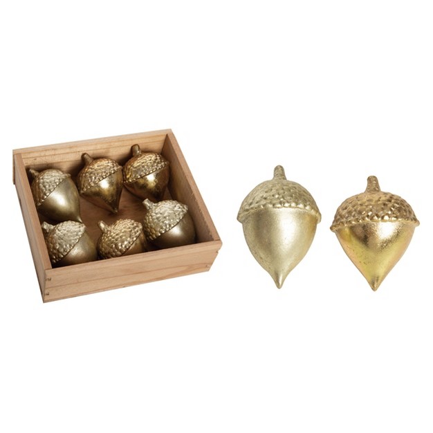 Transpac Resin 5 75 In Gold Harvest In Acorn With Display Set Of 6