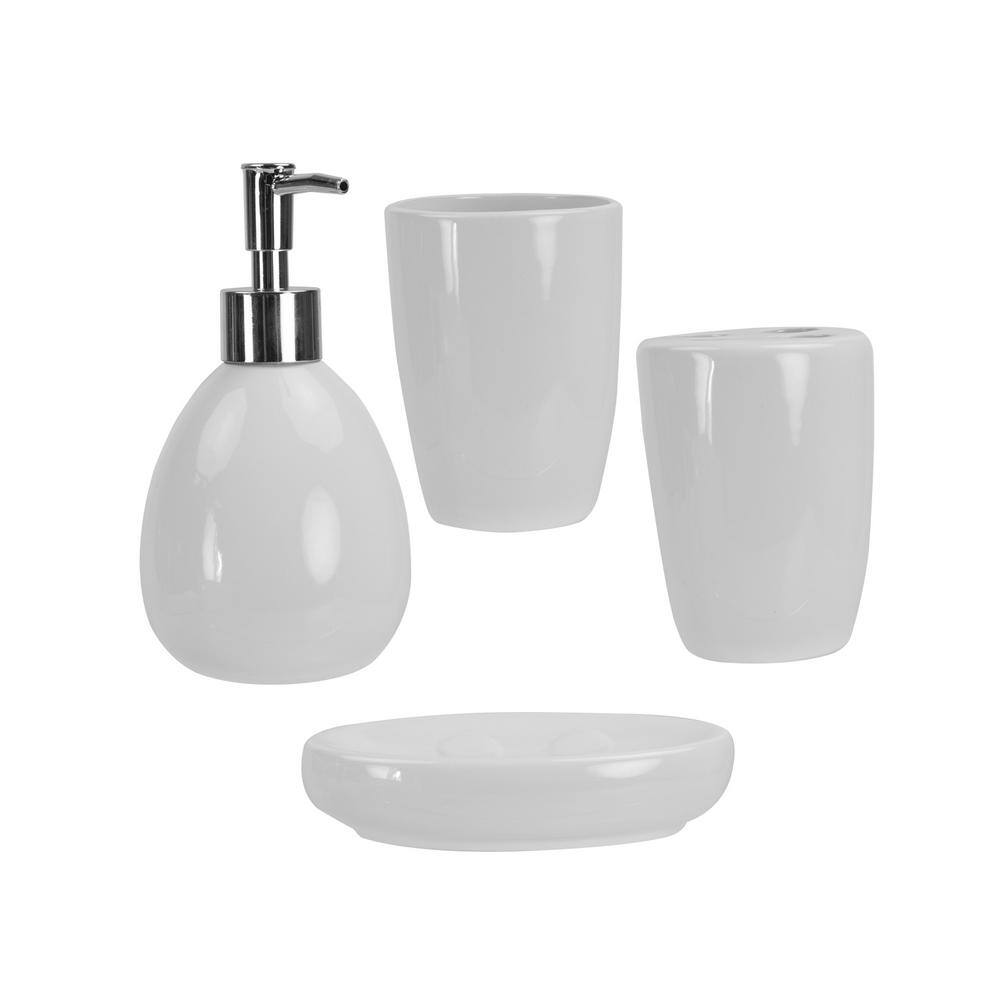 Home Basics 4-Piece Bath Accessory Set in White HDC50651