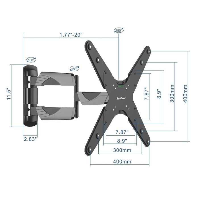 QualGear QGTMA012 Universal Ultra Slim Low Profile Articulating TV