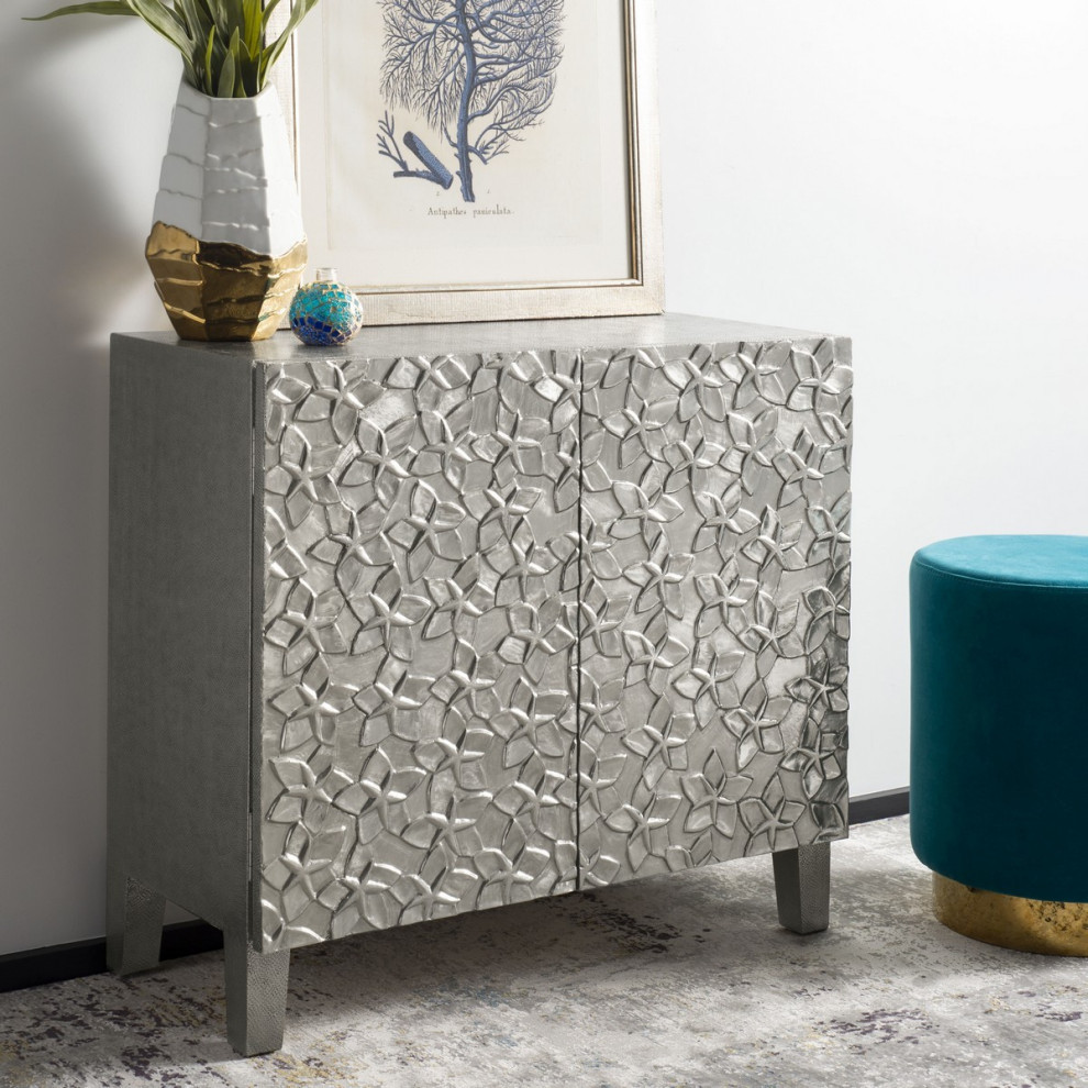 Pedro Metal Nightstand Silver   Modern   Accent Chests And Cabinets   by Virgil Stanis Design  Houzz