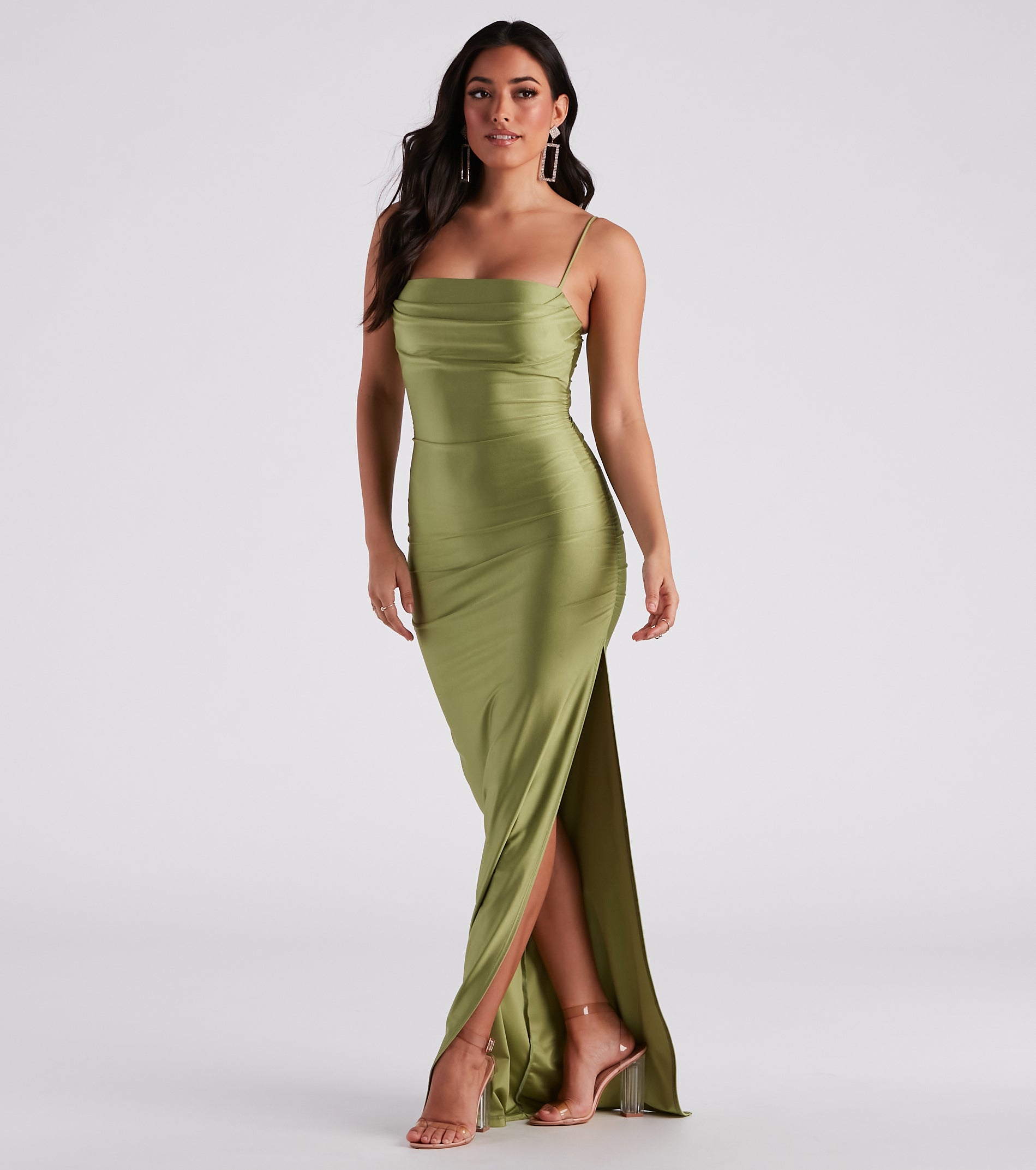 Ella Cowl Neck Satin Dress