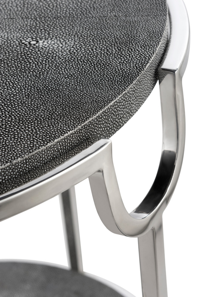 Gray Shagreen Side Table with Undershelf  Andrew Martin Katia   Contemporary   Side Tables And End Tables   by Oroa   Distinctive Furniture  Houzz