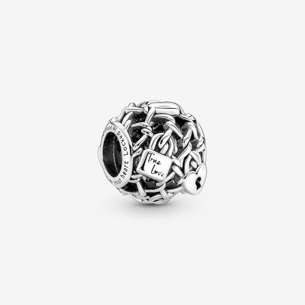 PANDORA  Openwork Chain Link Padlock Charm