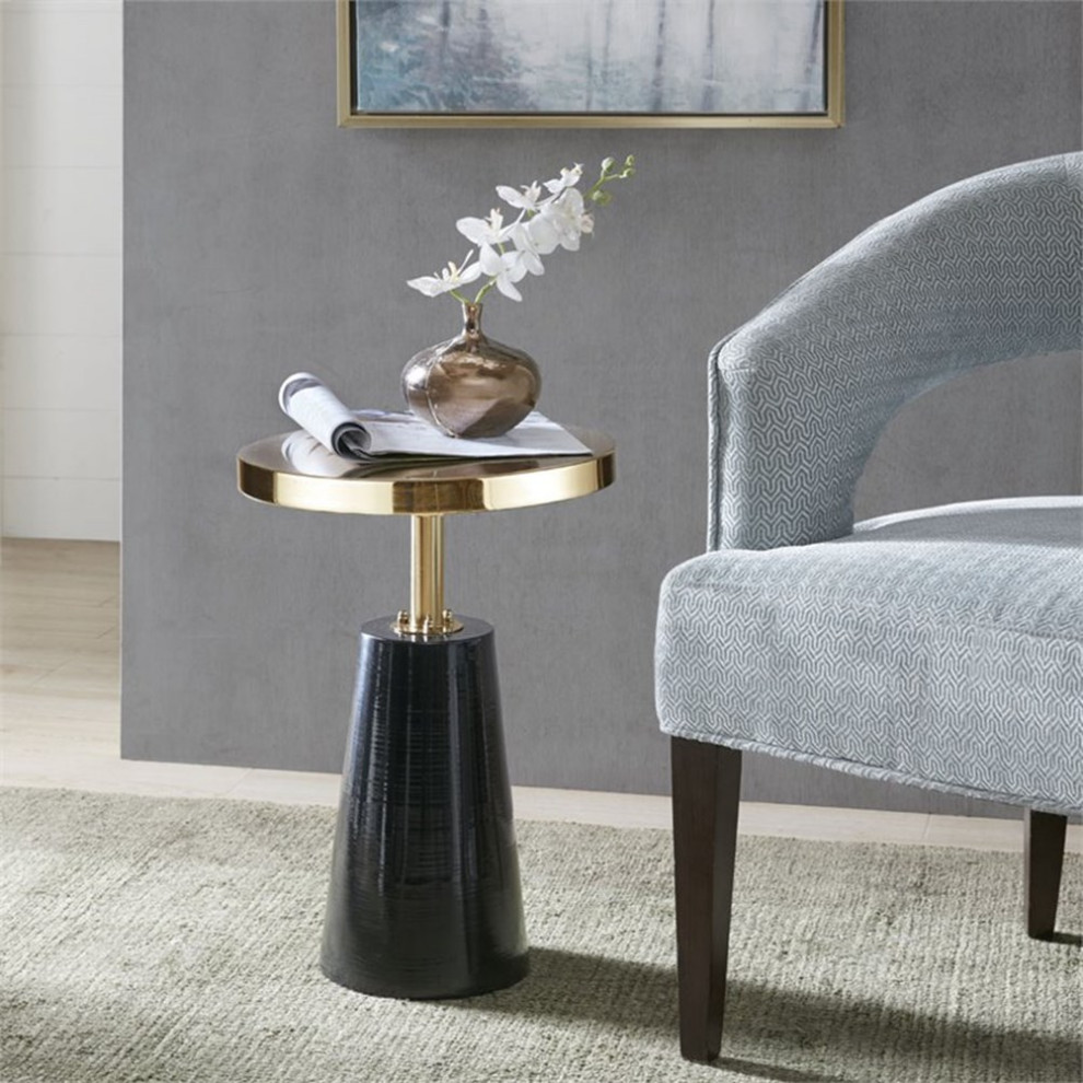 Home Square Sophia 14.25 quotRound Metal Accent Table in Black and Gold in Set of 2   Contemporary   Side Tables And End Tables   by Homesquare  Houzz