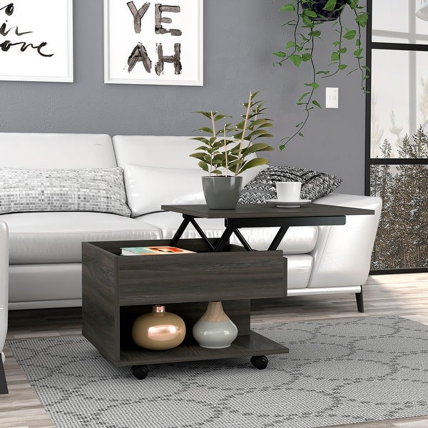 Lift Top Coffee Table with Casters and 1 Shelf for en， Bedroom， or Living Room， Easy Assemble