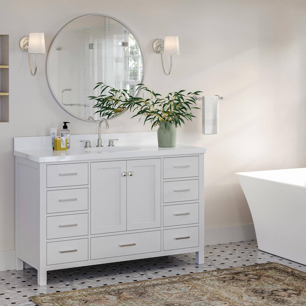 ARIEL Cambridge 54 in. W Vanity Cabinet Only in White A055S-BC-WHT