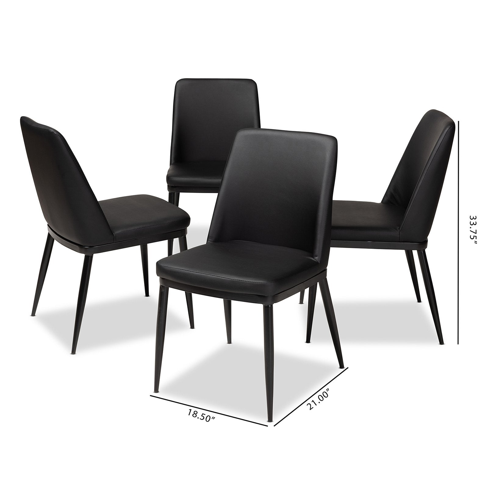 Baxton Studio Darcell Faux Leather Dining Side Chair - Set of 4