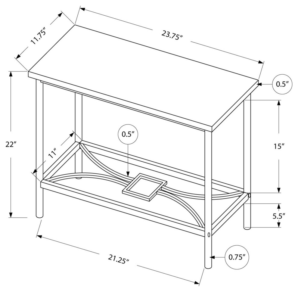 HomeRoots 11.75 quotx 23.75 quotx 22 quotWhite Silver Mdf Metal Accent Table   Contemporary   Side Tables And End Tables   by UStradeENT LLC  Houzz