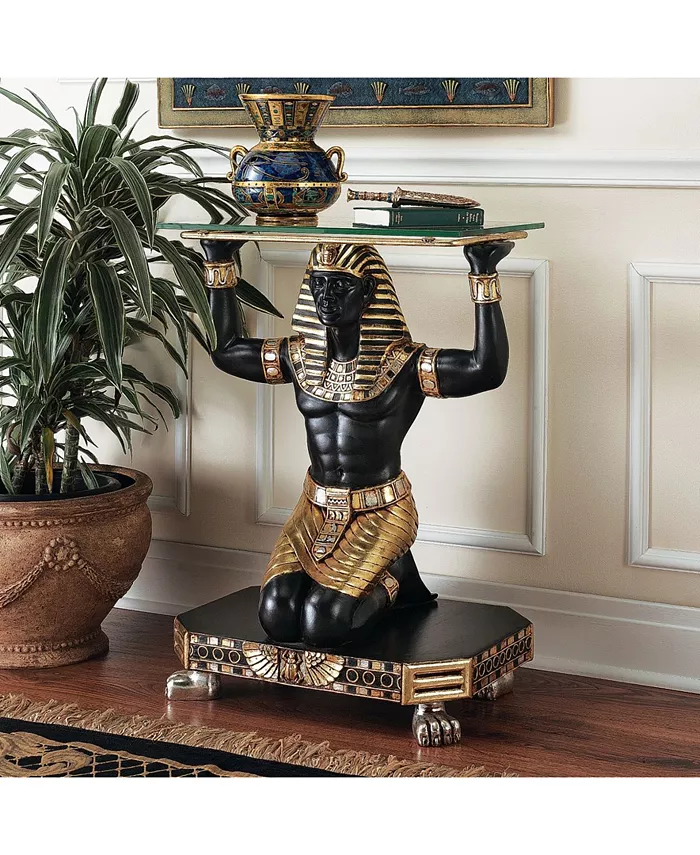 Design Toscano Servant to the Pharaoh Glass-Topped Console Table