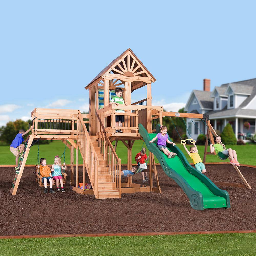 Backyard Discovery Caribbean All Cedar Swing Playset 1606029com