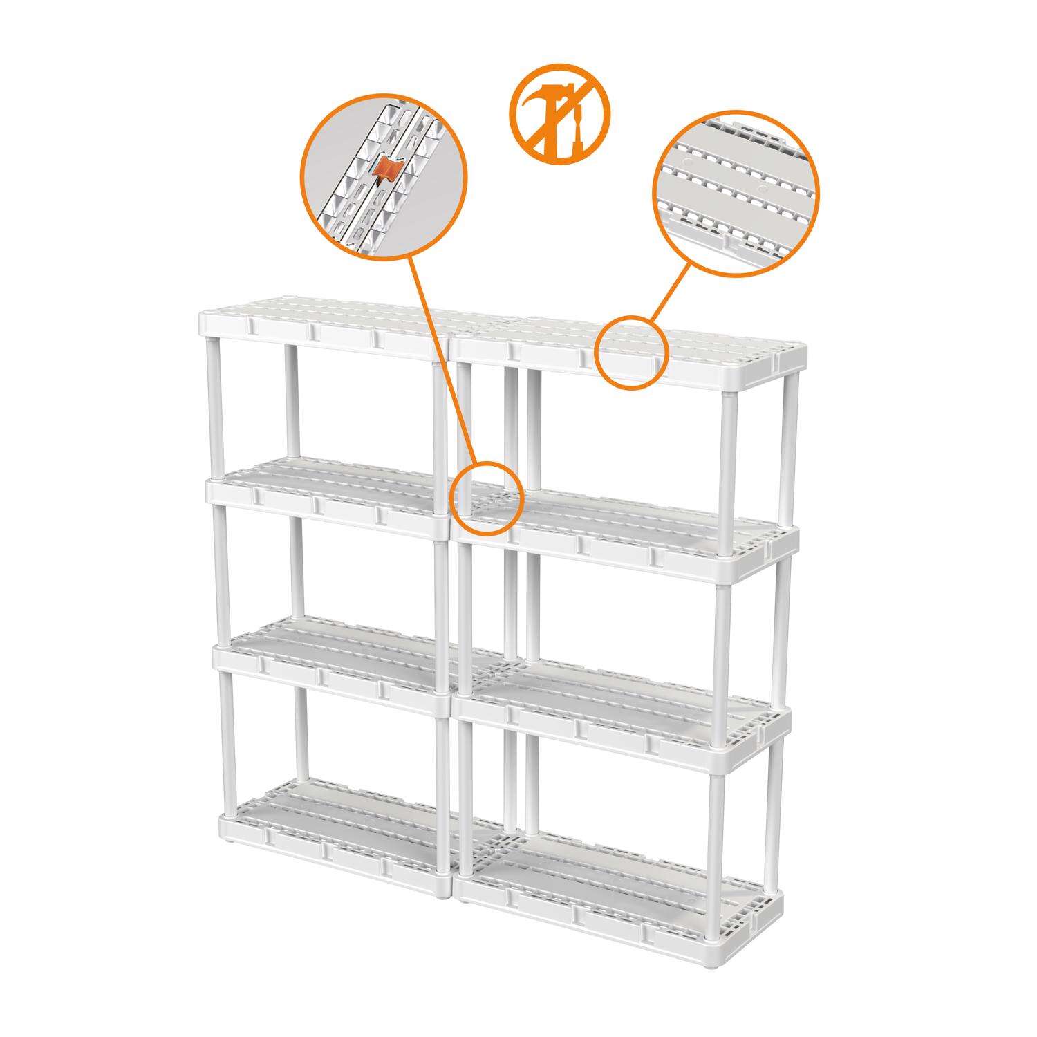 Gracious Living Knect-A-Shelf 48 in. H X 24 in. W X 12 in. D Resin Shelving Unit