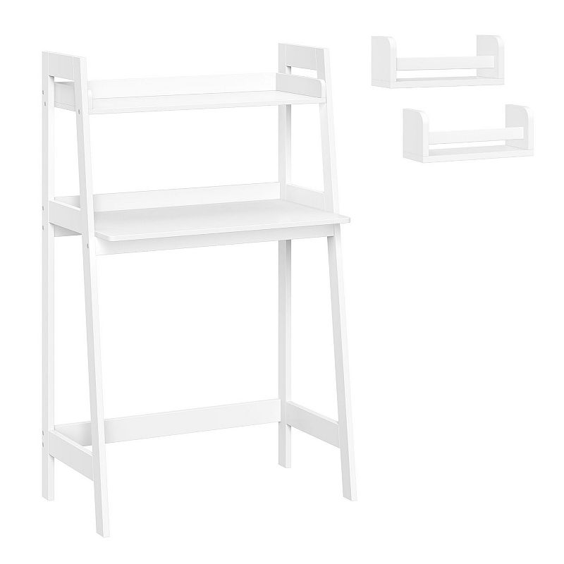 RiverRidge Home Kids Desk with Ladder Shelf Storage and 2 Floating Bookshelves