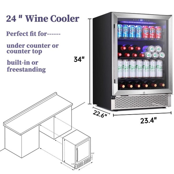 28 Bottle and 88 Can Single Zone Freestanding Wine Refrigerator