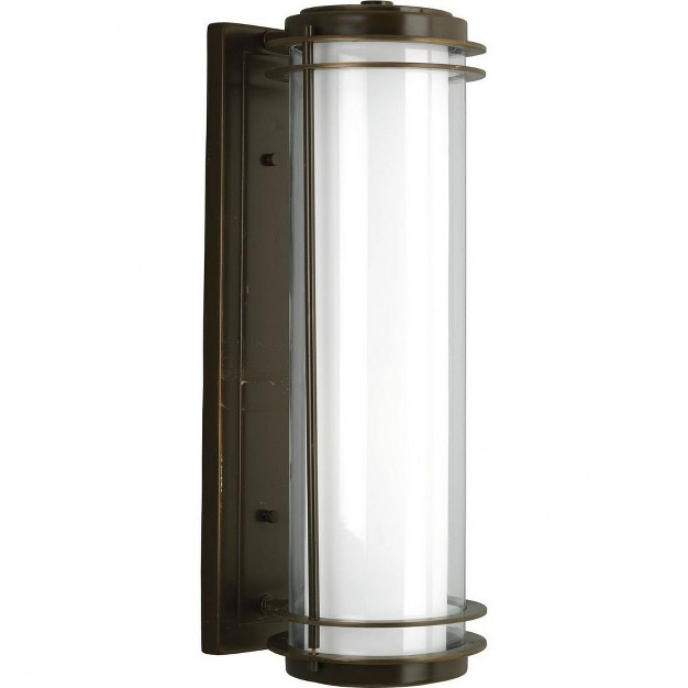 Progress Lighting Penfield 2 light Wall Lantern Oil Rubbed Bronze Clear And Opal Glass Shade