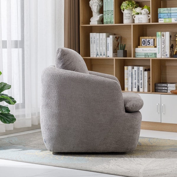 Modern Upholstered Living Room Swivel Club Chair with Pillow