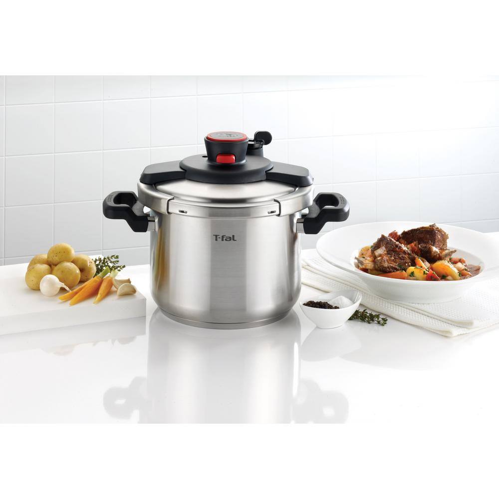 T-fal 6.3 qt. Clipso Stainless Steel Stove Top Pressure Cooker in Silver P4500734