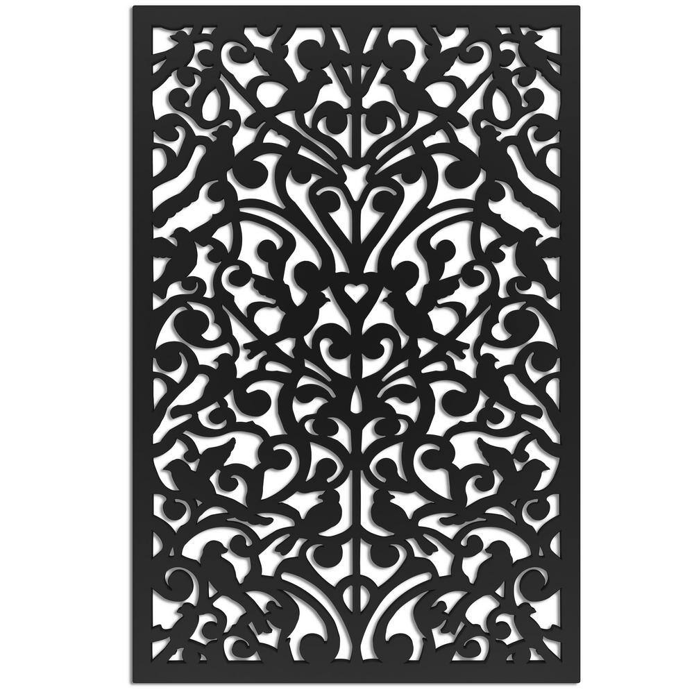 Acurio Latticeworks Ginger Dove 4 ft. x 32 in. Black Vinyl Decorative Screen Panel 4832PVCBK-GND