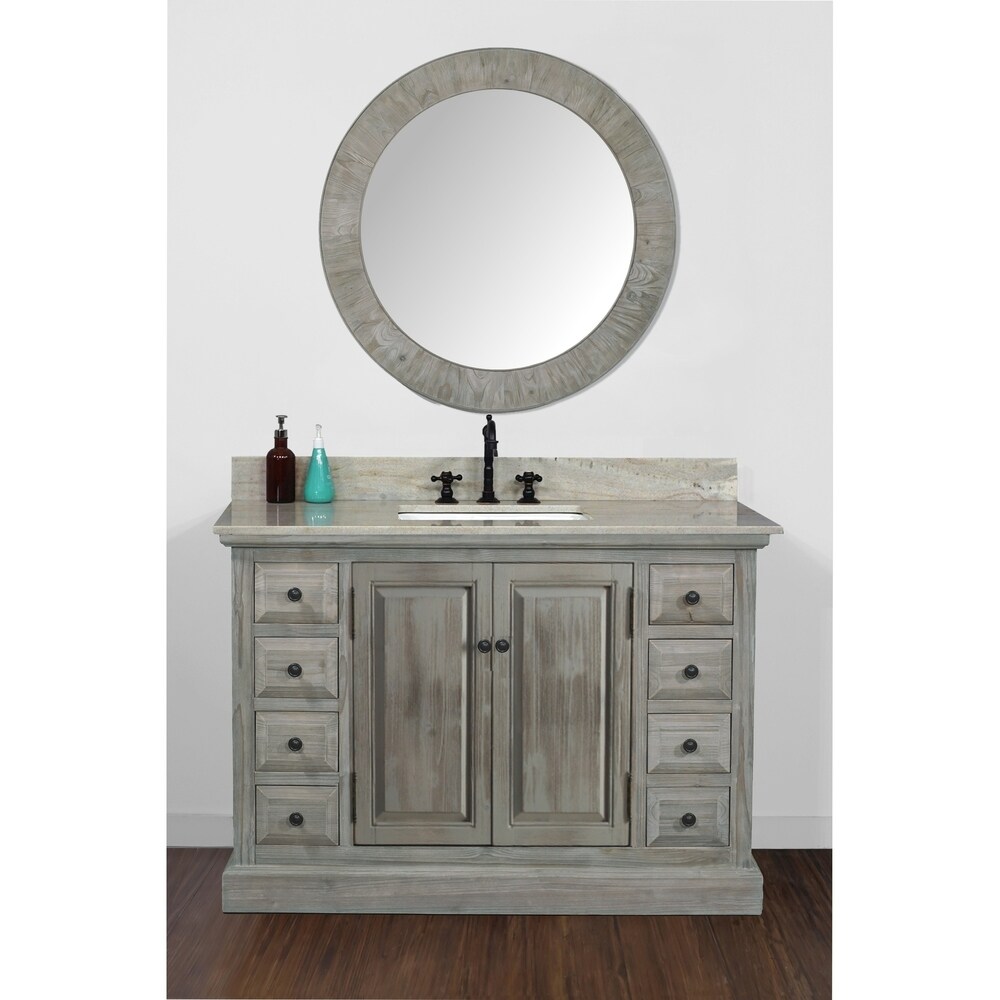 Rustic Style 48 inch Single Sink Bathroom Vanity with Marble Top