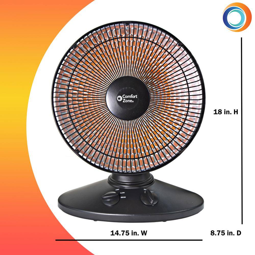 Comfort Zone 7001000-Watt Oscillating Parabolic Dish Radiant Electric Portable Heater CZ998