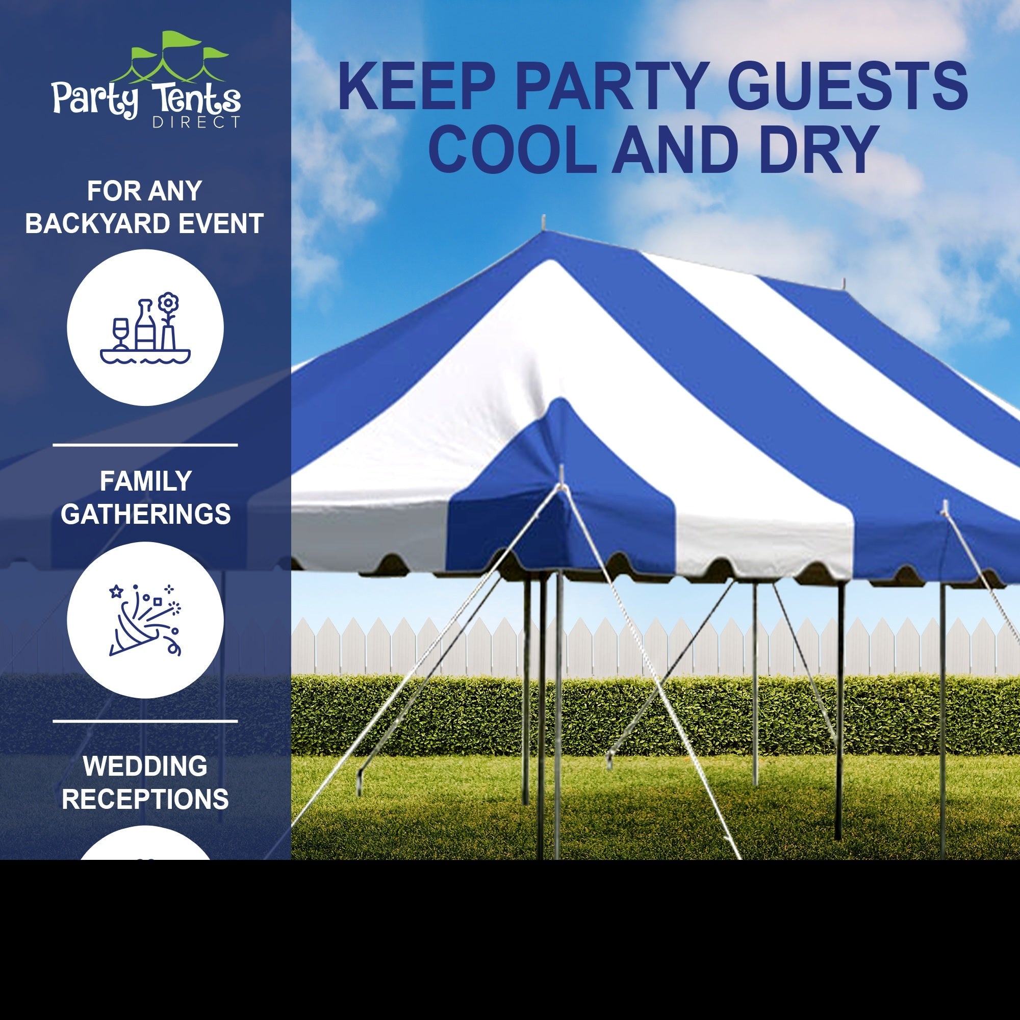 Party Tents Direct Weekender Outdoor Canopy Pole Tent, Blue, 20 ft x 30 ft