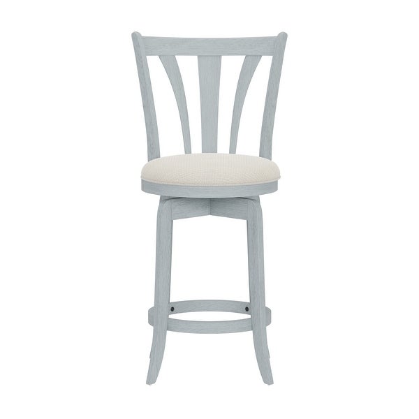 Larson Wood Counter and Bar Swivel Stool， Blue Wire brush